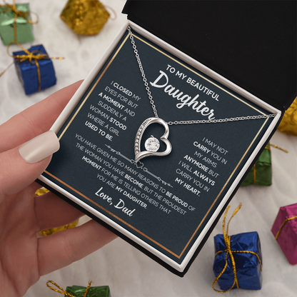 Daughter -  I closed my eyes - Dad - Forever Love Necklace