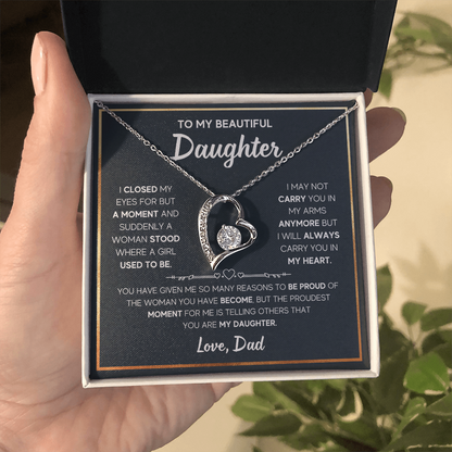 Daughter -  I closed my eyes - Dad - Forever Love Necklace