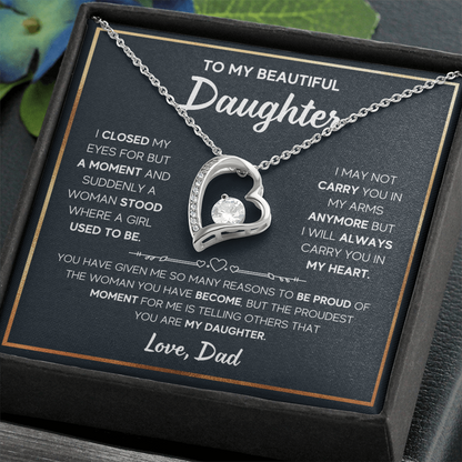 Daughter -  I closed my eyes - Dad - Forever Love Necklace