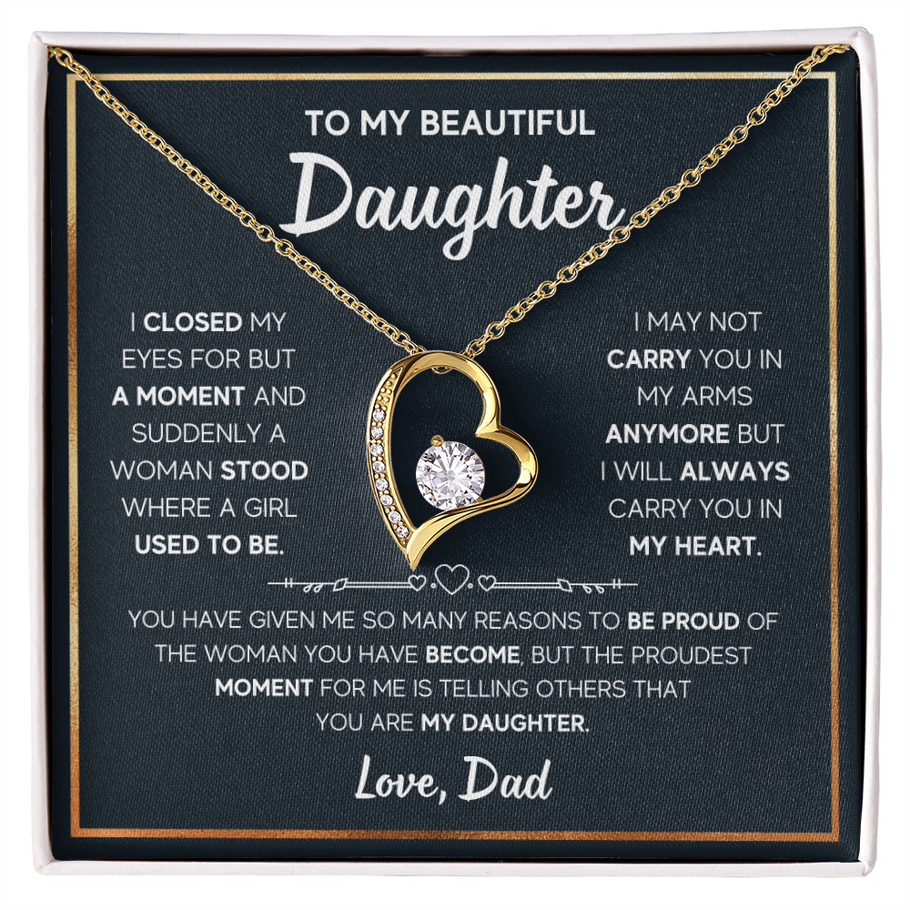 Daughter -  I closed my eyes - Dad - Forever Love Necklace