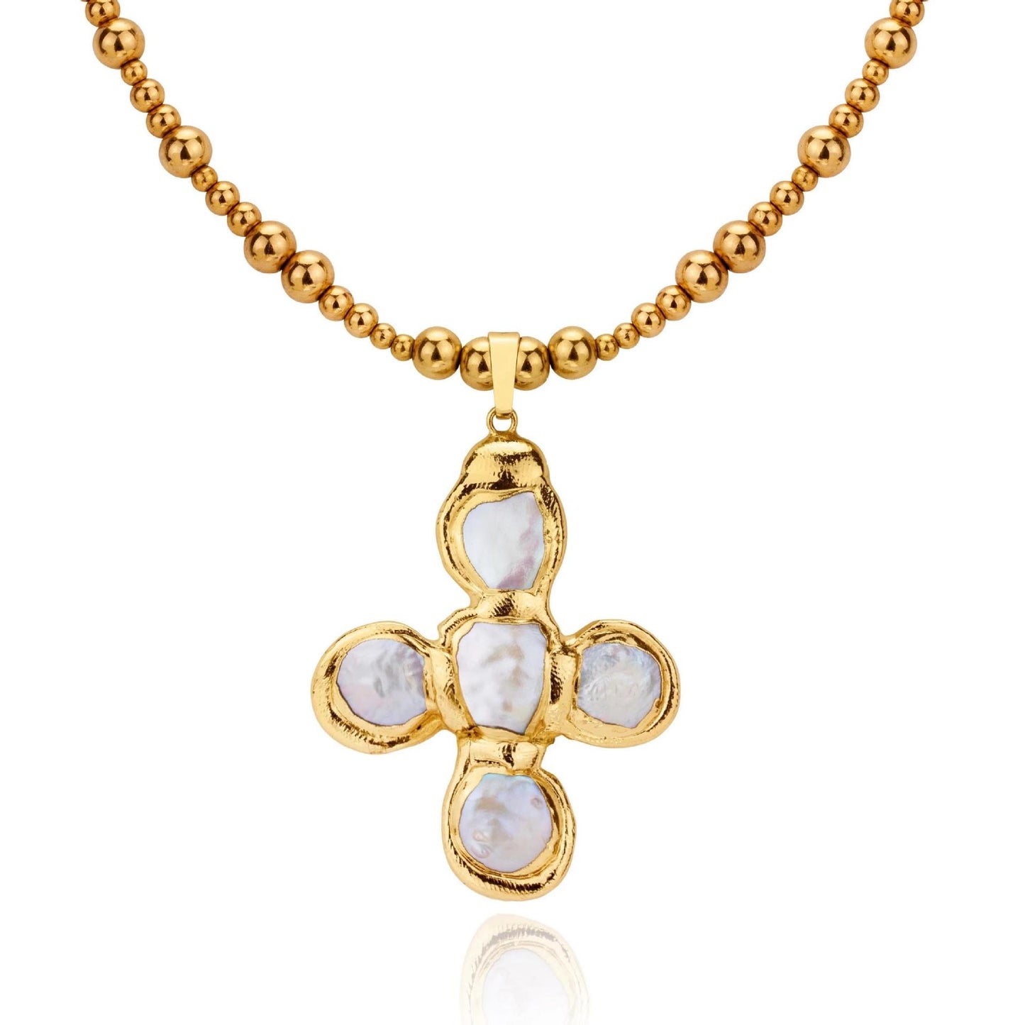 Titanium Steel Goose Soft Stone Cross Zircon Pendant Necklace I