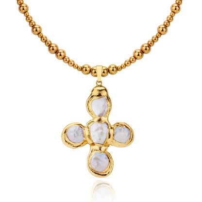 Titanium Steel Goose Soft Stone Cross Zircon Pendant Necklace I