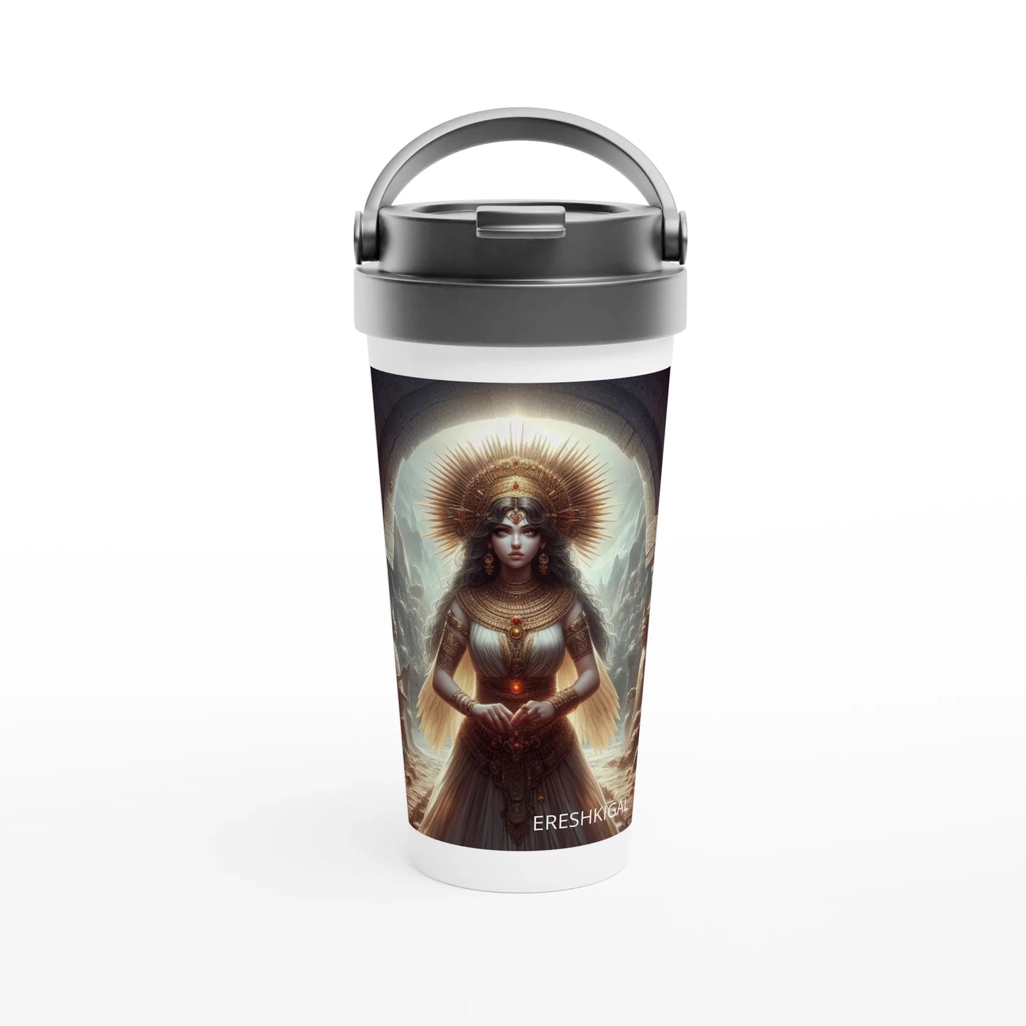 ERESHKIGAL White 15oz Stainless Steel Travel Mug
