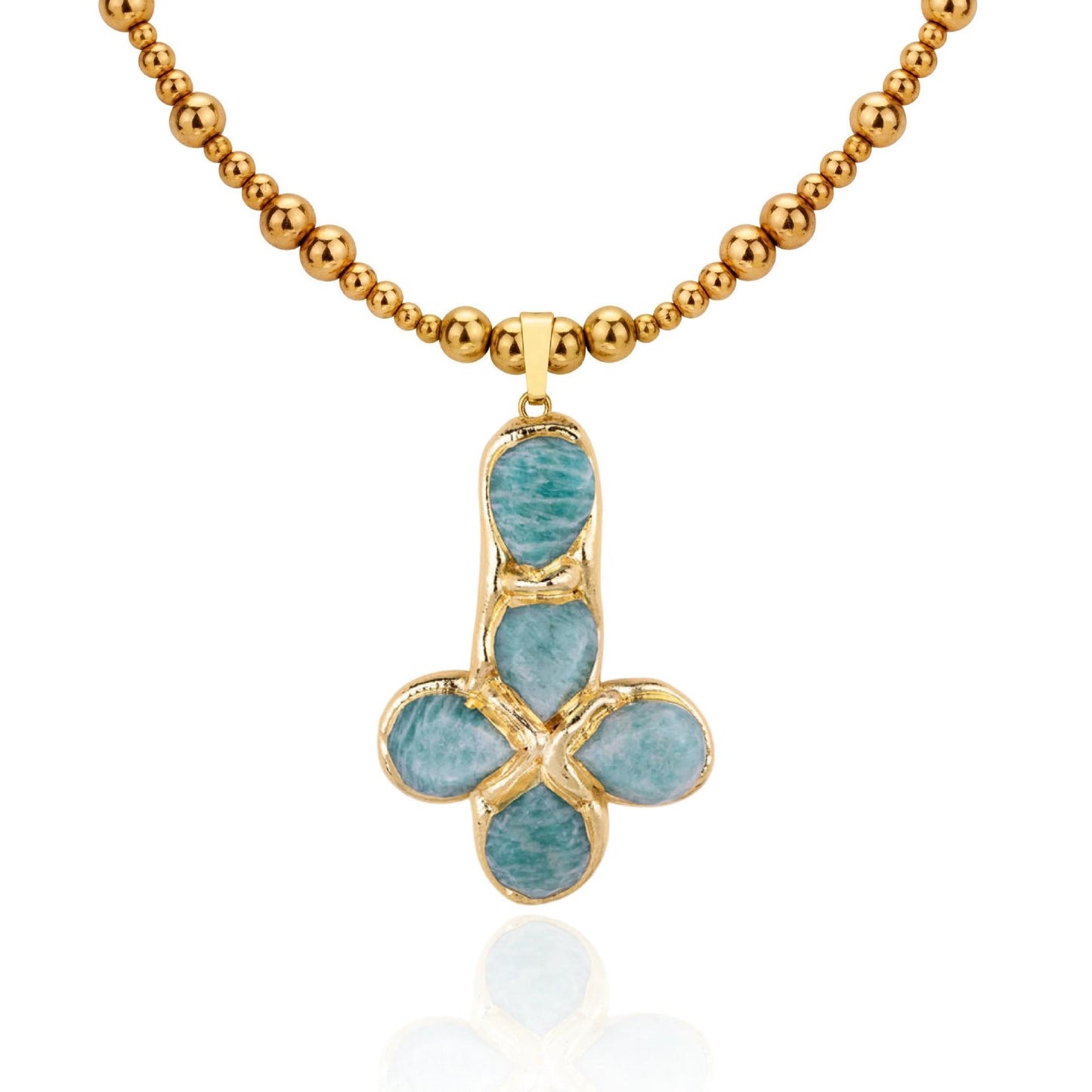 Titanium Steel Goose Soft Stone Cross Zircon Pendant Necklace I