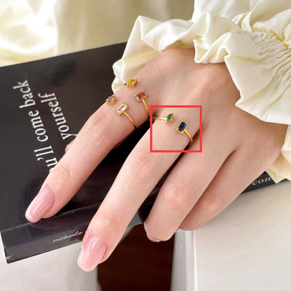 Titanium Steel Colorful Zircon Plated 18K Ring