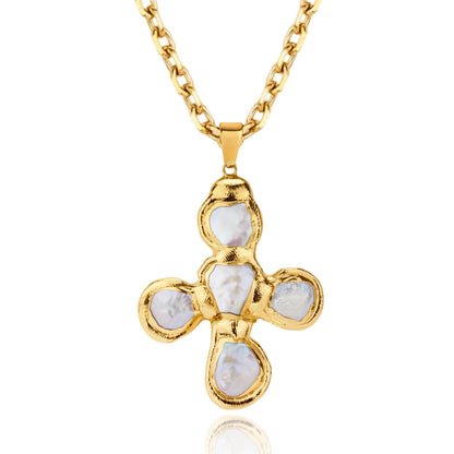 Titanium Steel Goose Soft Stone Cross Zircon Pendant Necklace I