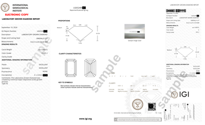 IGI Certified 3.20ct - 3.25ct Emerald Cut Lab Grown Diamond  - E Color, VS 1 Clarity