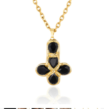 Titanium Steel Goose Soft Stone Cross Zircon Pendant Necklace I