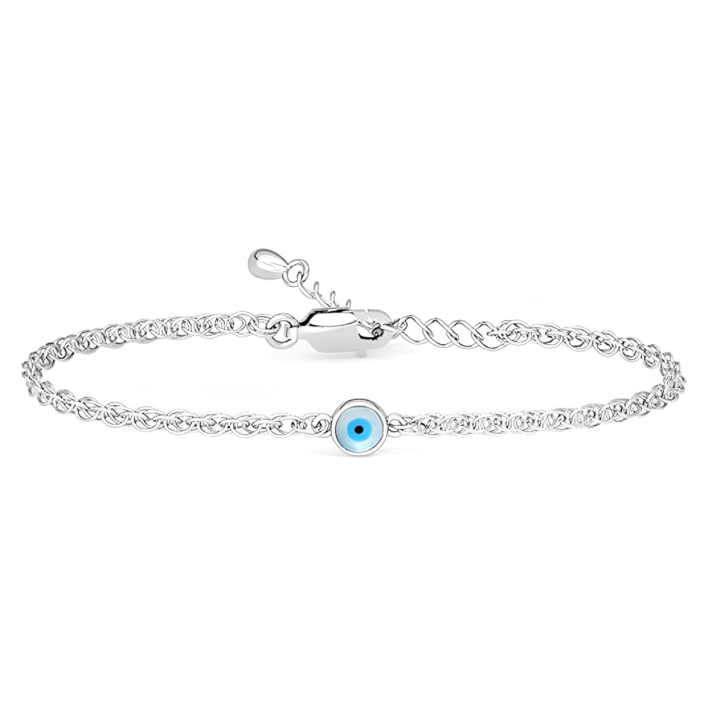 Beautifull Silver Evil Eye Chain Bracelet For Women  Size 10X7.9X3.1