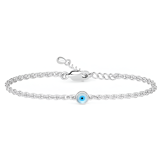 Beautifull Silver Evil Eye Chain Bracelet For Women  Size 10X7.9X3.1