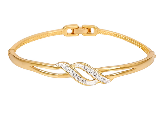 Beautiful Gold Plated Wave Design Bracelet For Women Size 4X2X2.5 CM