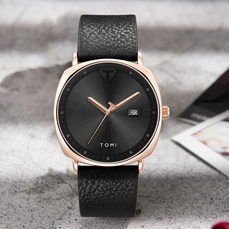 Timeless Elite: The Minimalist Leather Sports & Calendar Watch