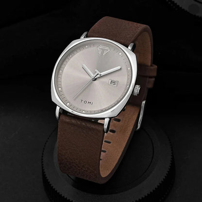 Timeless Elite: The Minimalist Leather Sports & Calendar Watch