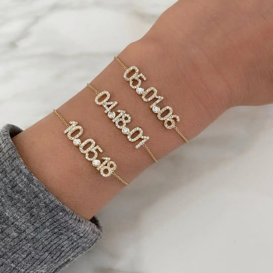 Trendy 6MM Letter Zircon Bracelet with Birthstone