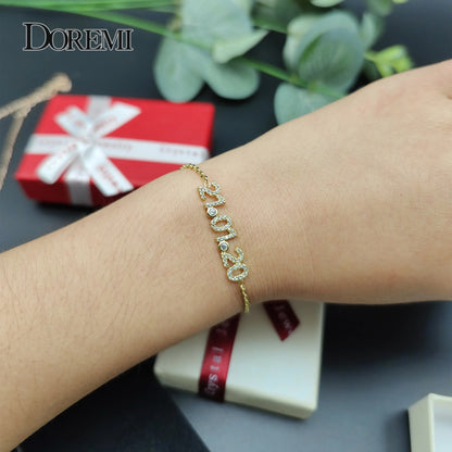 Trendy 6MM Letter Zircon Bracelet with Birthstone
