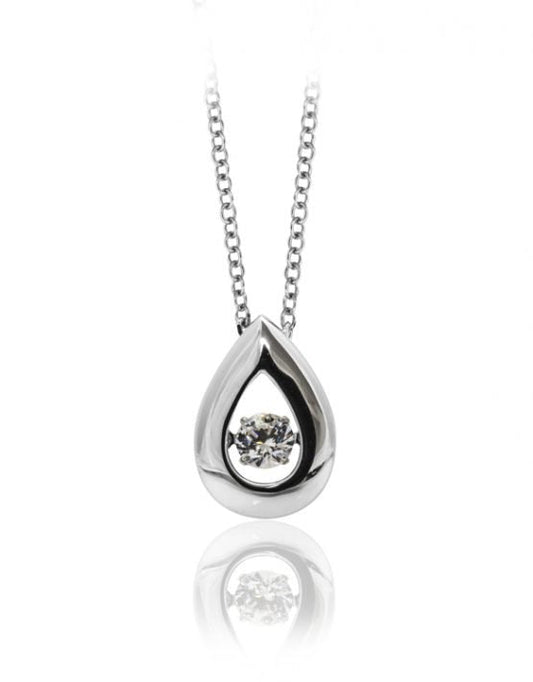 Sterling Silver 'Shimmering' Cubic Zirconia Necklace in Tear Drop Setting - D-P02
