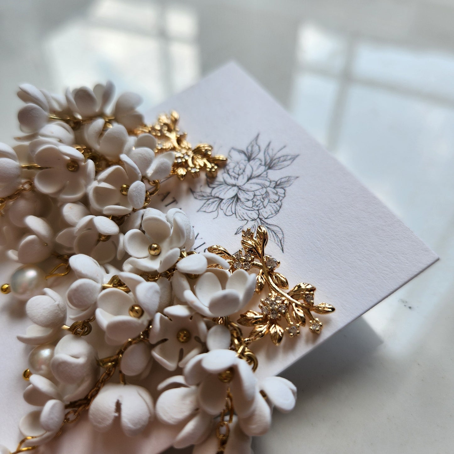White Wisteria Inspired Earrings