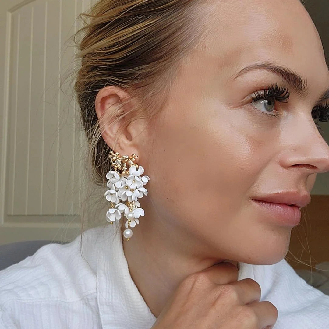 White Wisteria Inspired Earrings