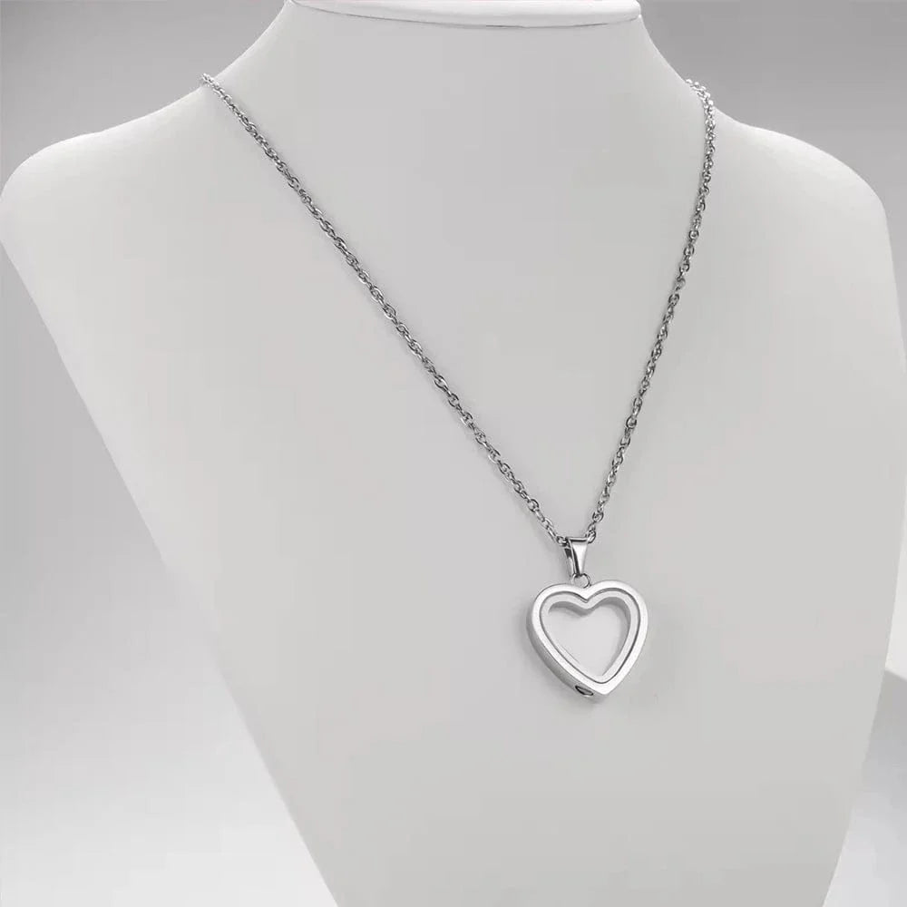 Heart Memorial Glass Cremation Necklace
