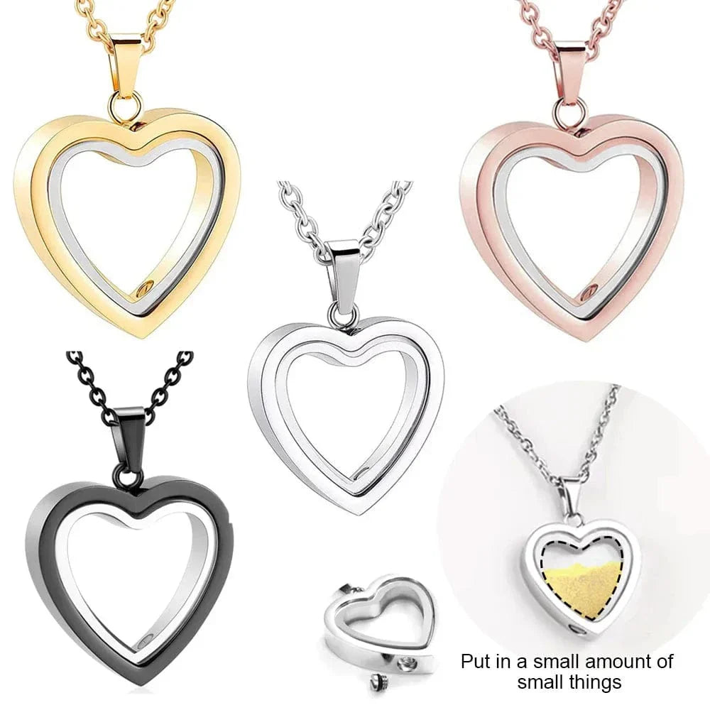Heart Memorial Glass Cremation Necklace