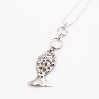 Bubble Fish Pendant Silver Necklace