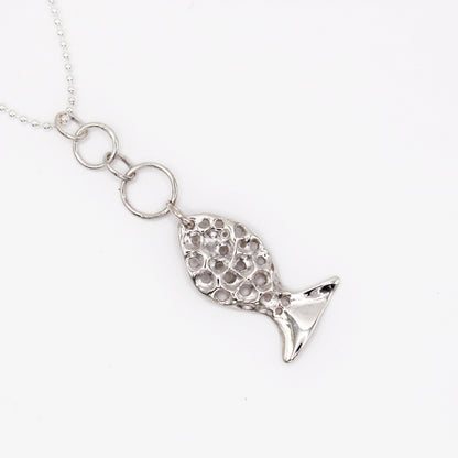 Bubble Fish Pendant Silver Necklace