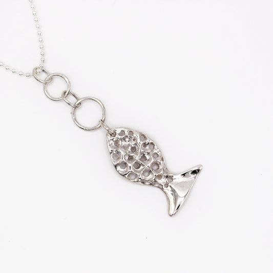 Bubble Fish Pendant Silver Necklace
