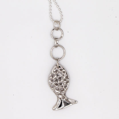 Bubble Fish Pendant Silver Necklace