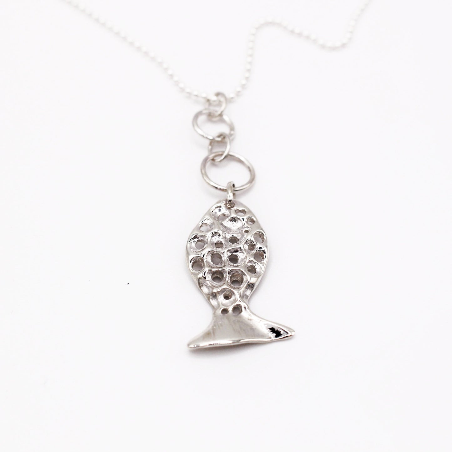 Bubble Fish Pendant Silver Necklace