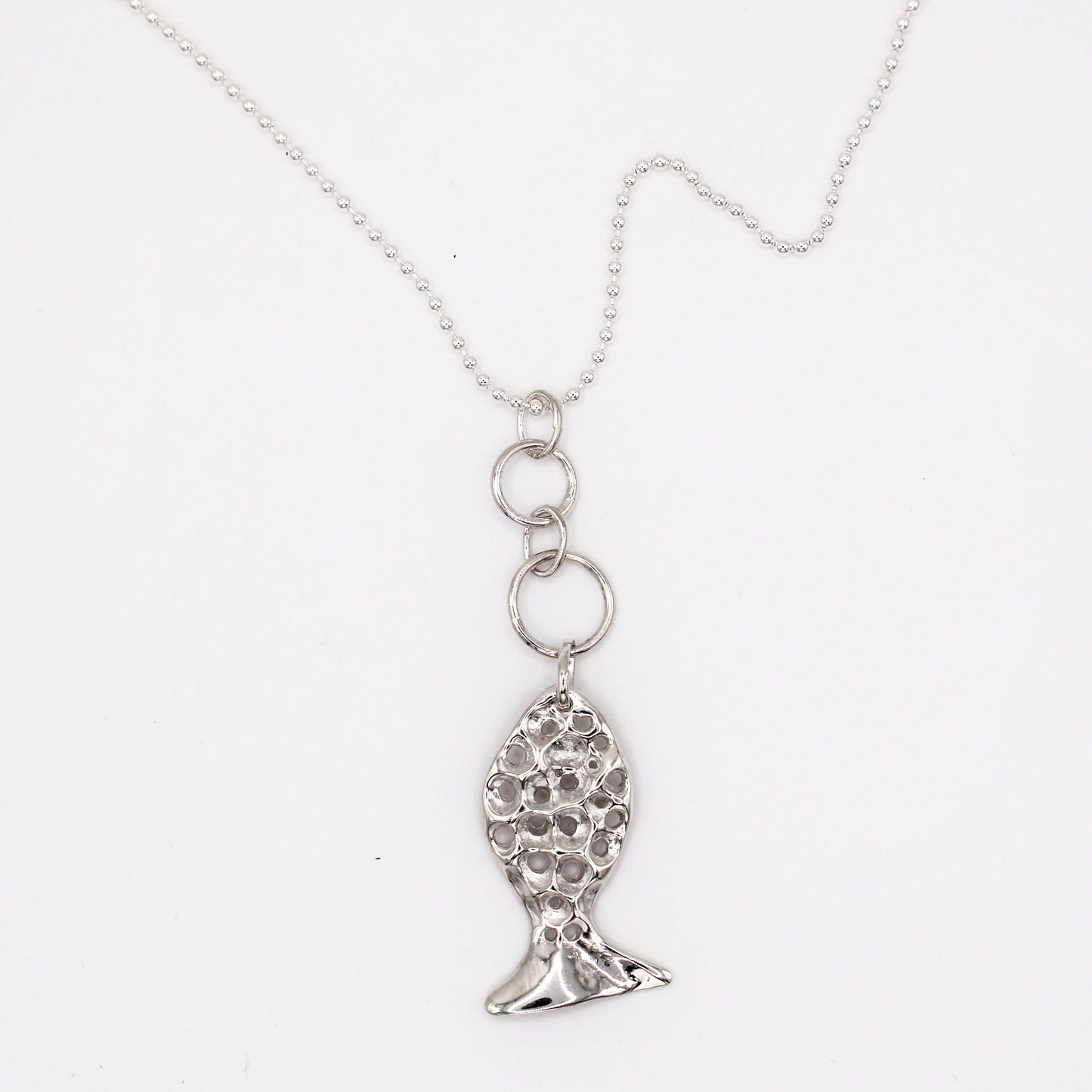 Bubble Fish Pendant Silver Necklace