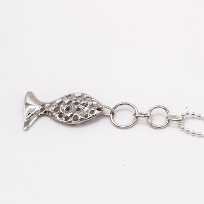 Bubble Fish Pendant Silver Necklace