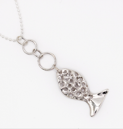 Bubble Fish Pendant Silver Necklace