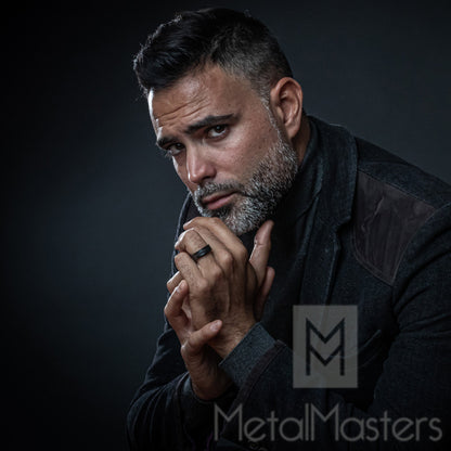 Men's Genuine Tungsten Black Wedding Band Eternity Ring Cubic Zirconia Comfort-Fit